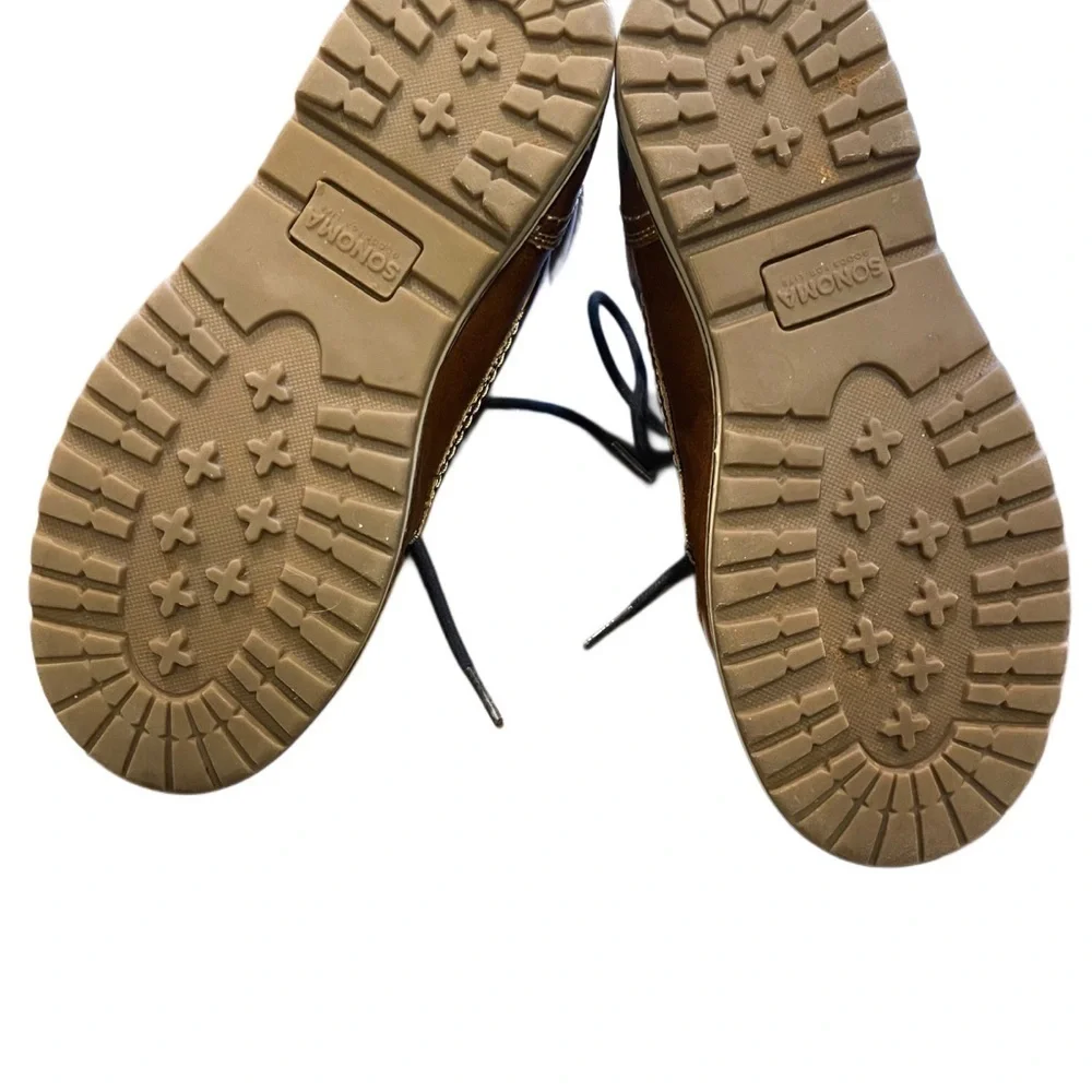 SONOMA Brown Leather Lace-Up Ankle Boots – Size 3 Little Boys